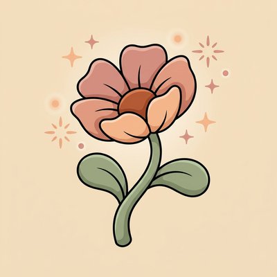 Ilustración de una flor en plena floración